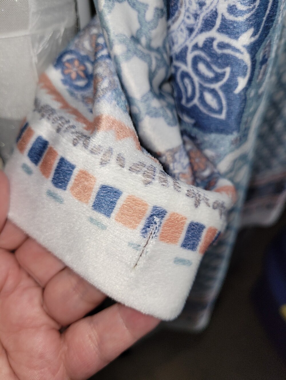 3 - Nice Cloth Shower Curtains. White Checks, Blue Madallions & Country Floral - Picture 6 of 6